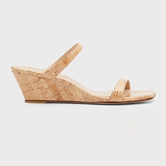 STUART WEITZMAN Aleena Square Toe Wedge Slide SANDAL size SIZE 10 Natural. Cork - Picture 12 of 16